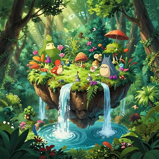 Miyazaki-Inspired Floating Forest Island