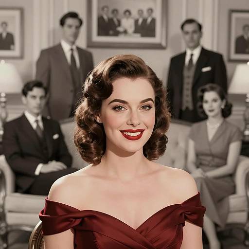 Vintage Scene with Elegant Women and Men