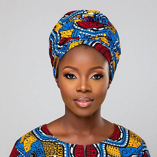 Elegant Woman with Vibrant Ankara Headwrap