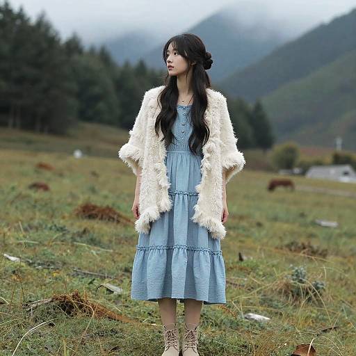 Ethereal Woman in Mountain Meadow