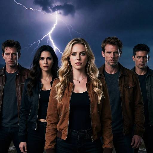 Dramatic Group Portrait Under Stormy Skies