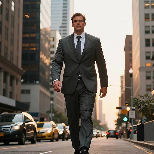 Confident Businessman in Urban Evening