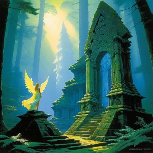 Angel in a Mystical Forest Temple