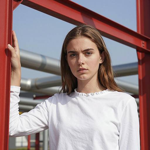 Young Woman in Industrial Daylight Setting