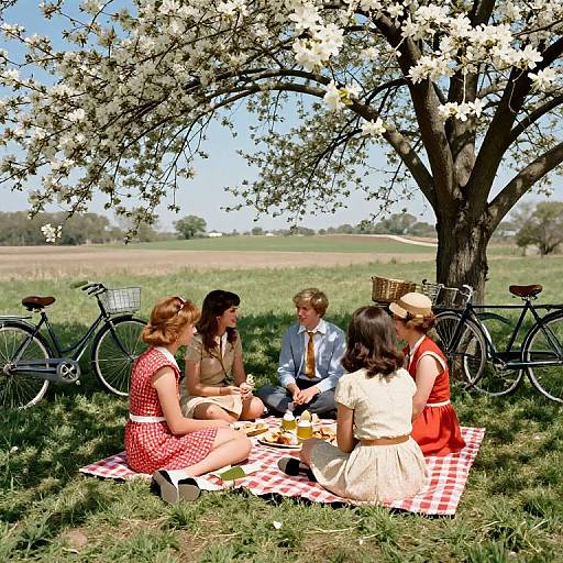1968 Retro Countryside Picnic Scene