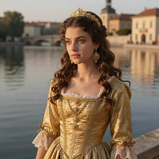 Elegant Renaissance Portrait by Water