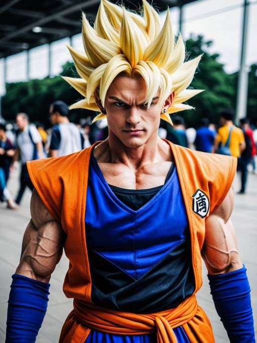 Man in Super Saiyan Dragon Ball Cosplay Costume