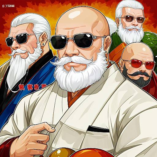 Illustration of Muten roushi, dragon ball in the style of Catnnn