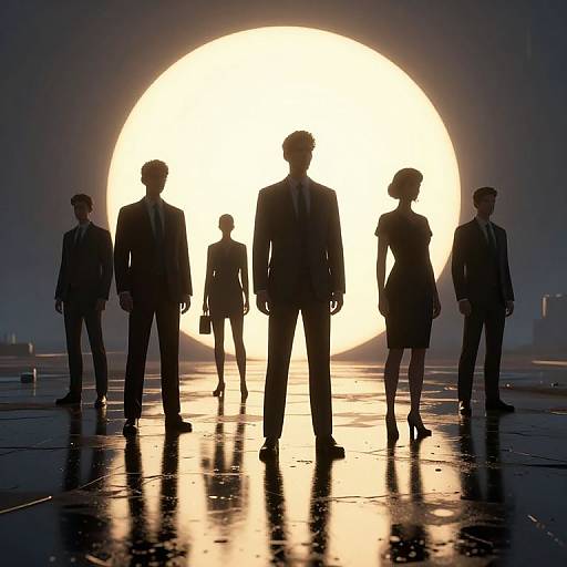 Cyberpunk Silhouettes at Neon Sun