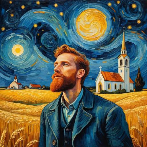 Thoughtful Man Under a Starry Night