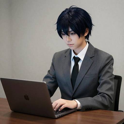 Yato Cosplay in Suit with Laptop