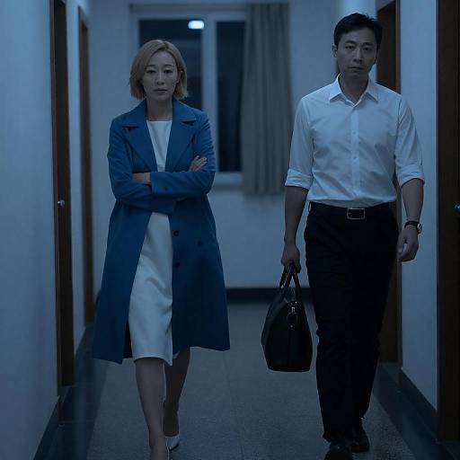 Nighttime Hallway Stroll with Shadows