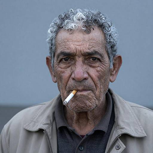 Weathered Elderly Man with Cigarette