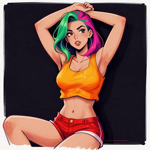 Vibrant Comic-Style Woman Illustration