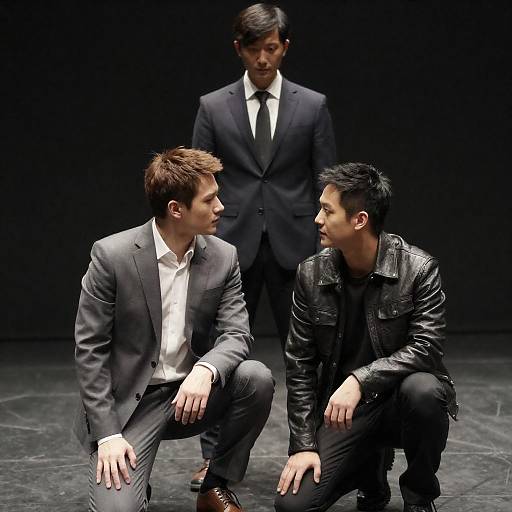 Tense Portrait: Three Men in Shadows