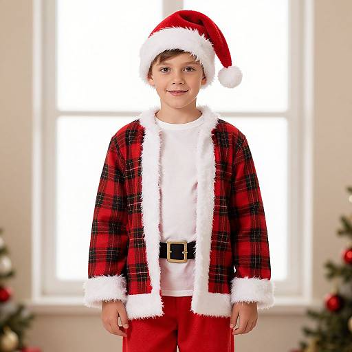 Plaid Santa Suit Holiday Portrait