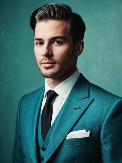 Man in Teal Formal Suit Portrait