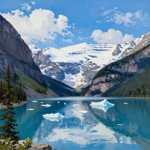 Serene Alpine Landscape Acrylic Painting