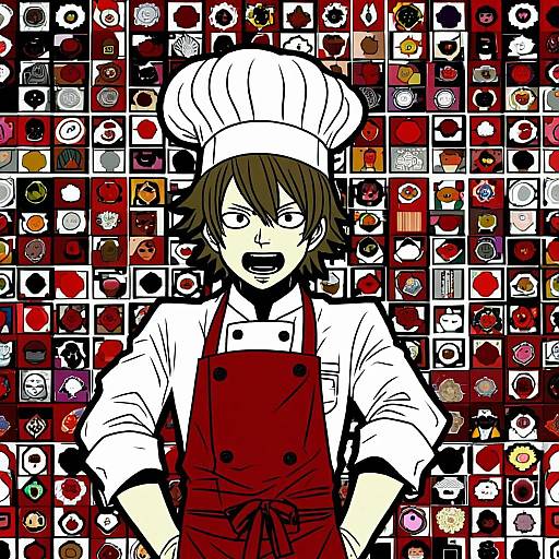 Illustration of Hanamura teruteru, danganronpa (series) in the style of Iroyopon