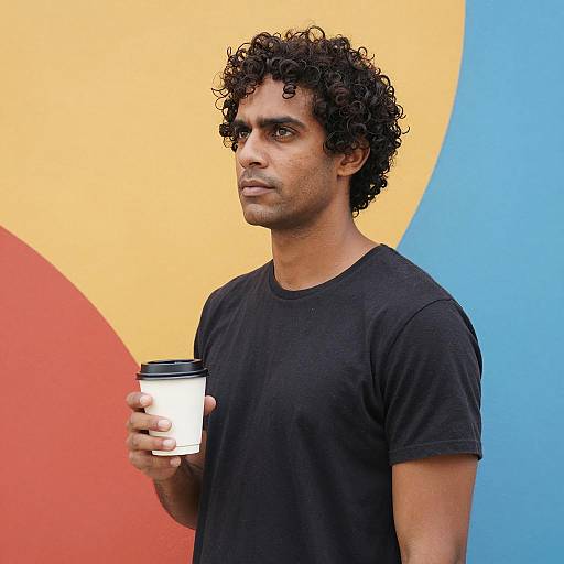 Intense Gaze Against Abstract Background