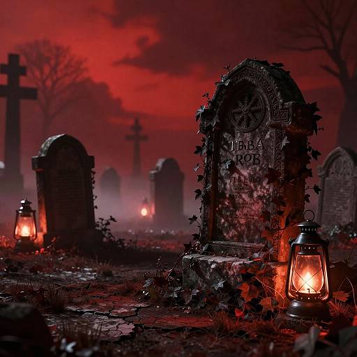 Eerie Crimson Graveyard Aesthetic