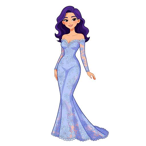 Elegant Woman in Pale Blue Gown