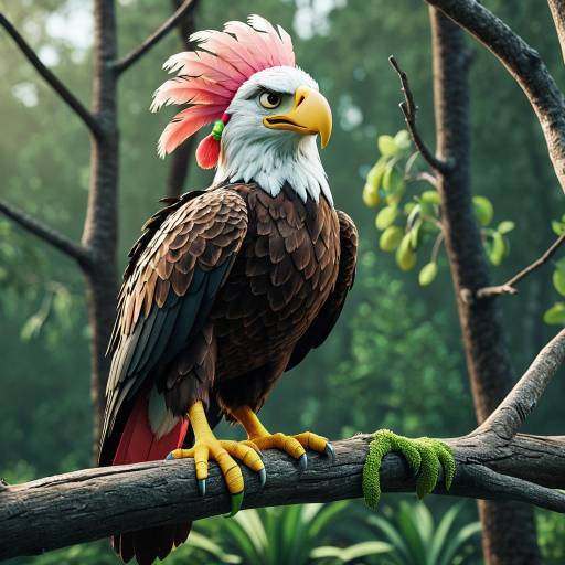 3D Rendered Eagle Mascot with Coral Pink Feathers 3D Rendered Eagle Mascot with Coral Pink Feathers