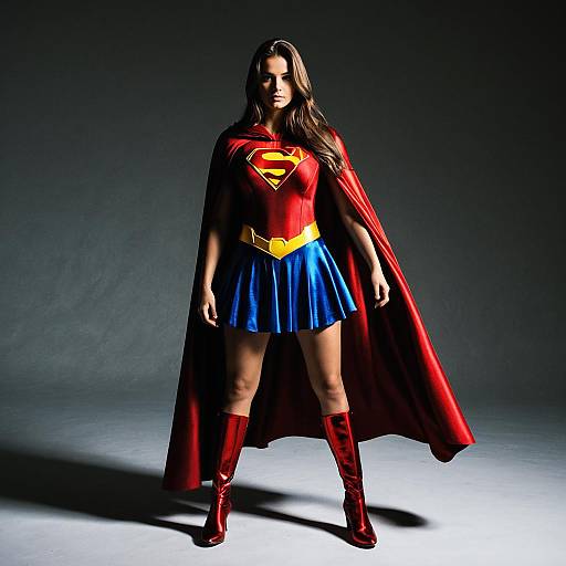 Woman in Supergirl Costume with Cape