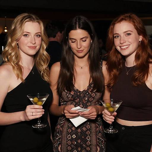 Three Women Enjoying Drinks at a Bar