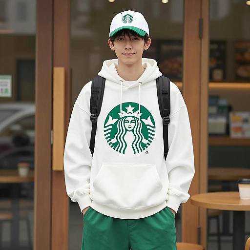 Casual Starbucks Costume in Urban Cafe