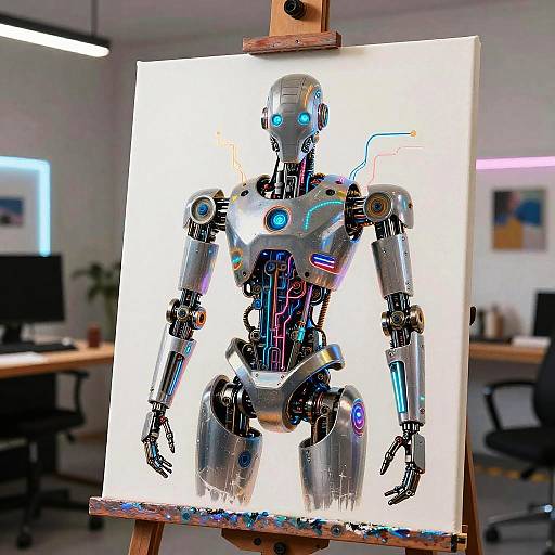 Cyberpunk Robotic Artist Painting