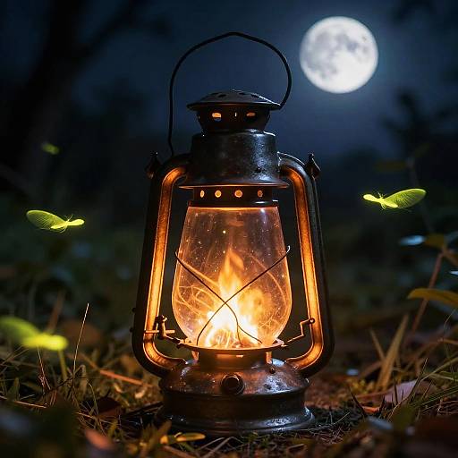 Firefly Lantern in Moonlit Garden