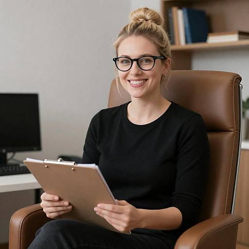 Smiling Woman in Office Environment