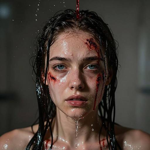 Dramatic Portrait of a Wounded Woman