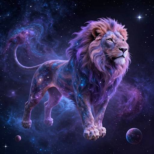Surreal Cosmic Lion Fantasy