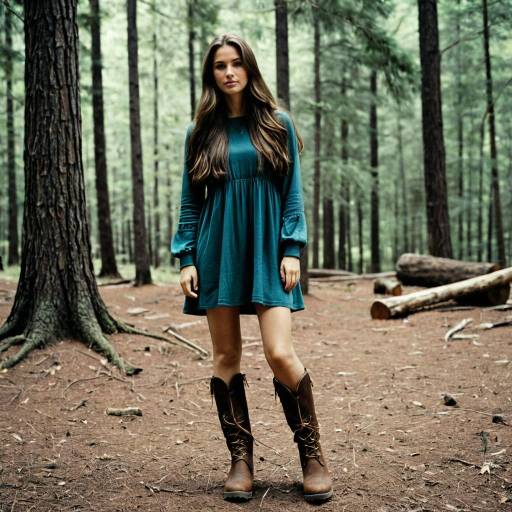 Woman in Green Dress Standing in Forest