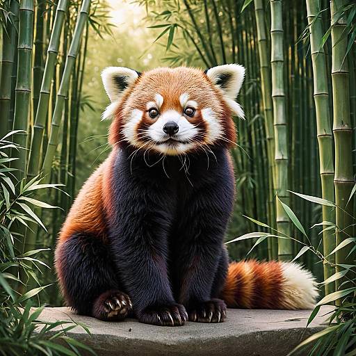 Chubby Red Panda in Bamboo Grove