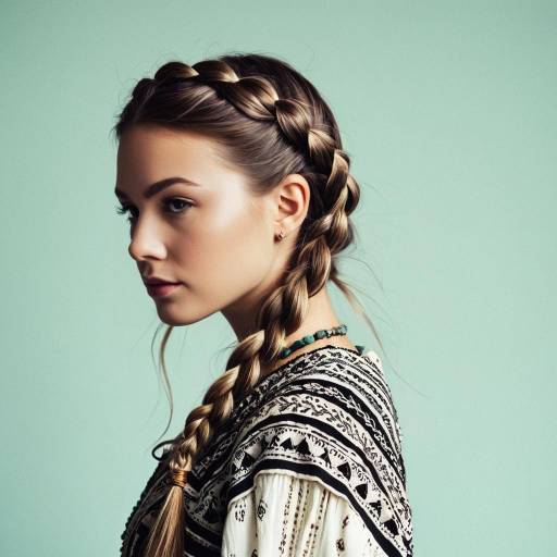 Fashion Model with Crown Braid and Boho Outfit Fashion Model with Crown Braid and Boho Outfit