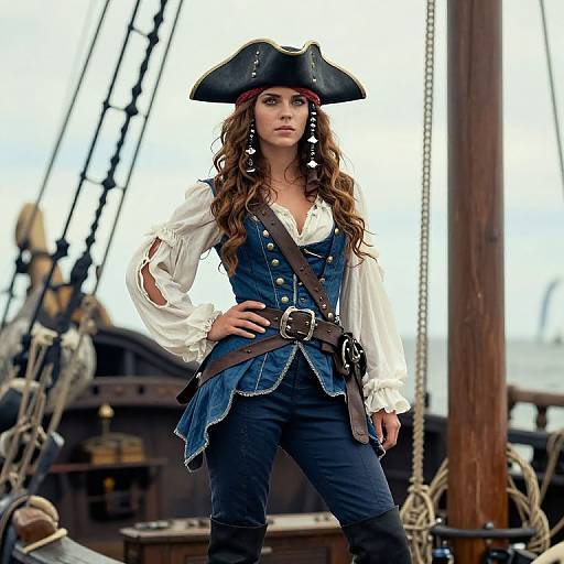 Historical Pirate Girl in Blue Outfit