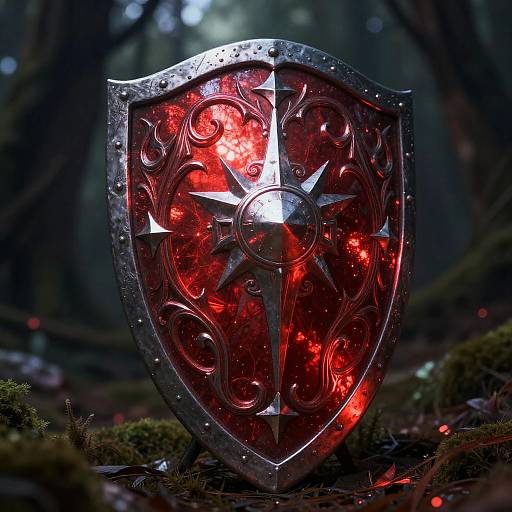 Red Mirror Tint Fantasy Warrior Shield