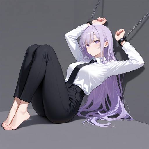 Girl in Chains with Flowing Purple Hair Girl in Chains with Flowing Purple Hair