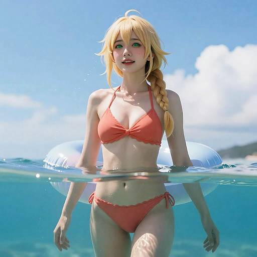 Partially Underwater Aether in Coral Bikini