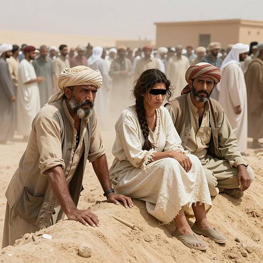 Desert Scene with Three Figures