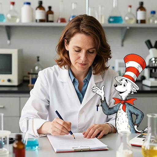 Whimsical Chemistry Professor Illustration