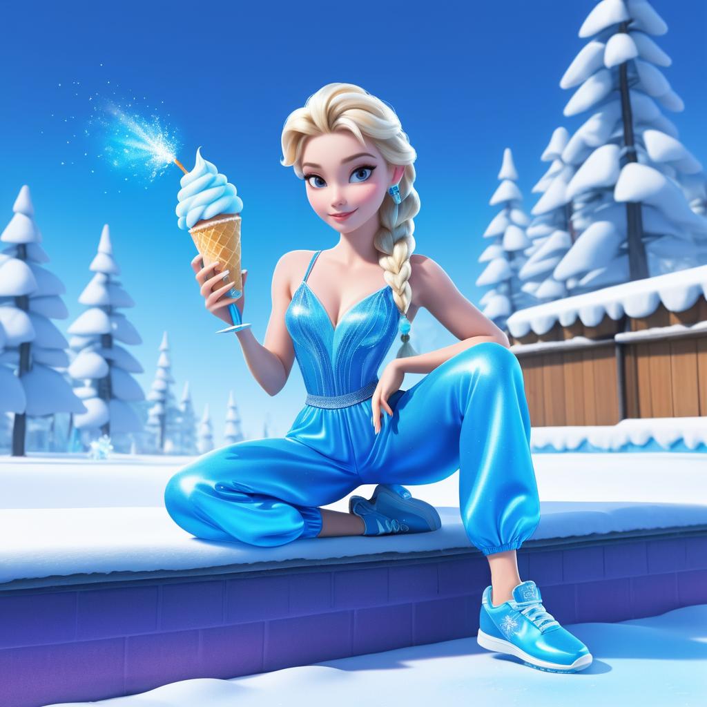 Hip-Hop Elsa Enjoying a Snow Cone