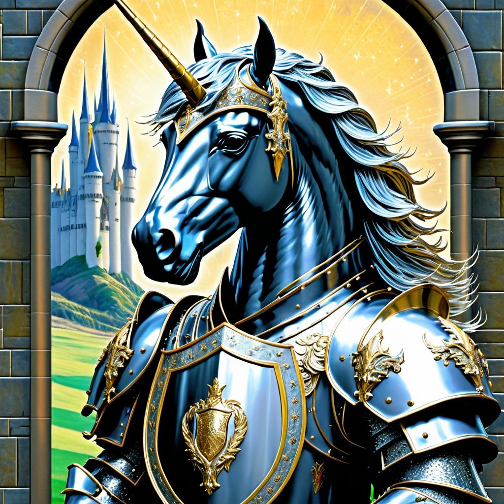 Regal Unicorn Knight in Majestic Setting