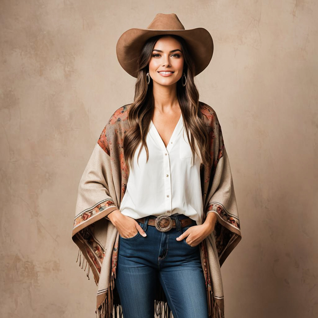 Chic Western Fashionista in Studio