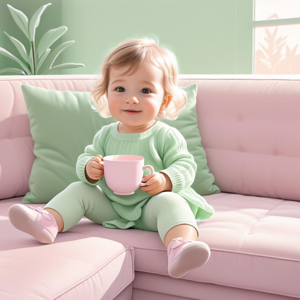 Playful Toddler in Cozy Living Room