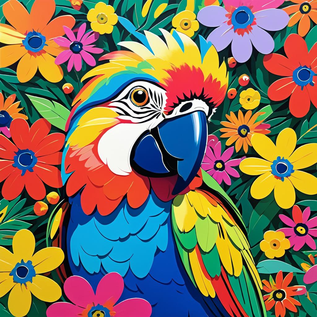 Vibrant Pop Art Parrot Portrait