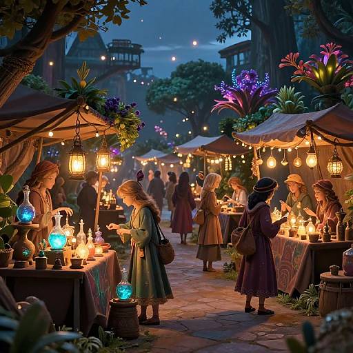 Enchanted Magical Market at Dusk
